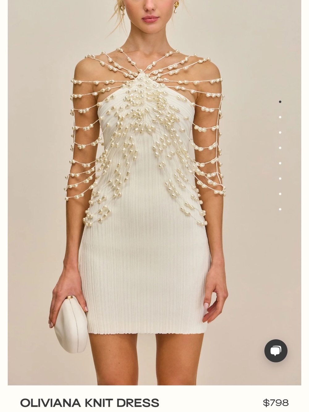 cult gaia Ivory Pearl-Embellished Mini Dress